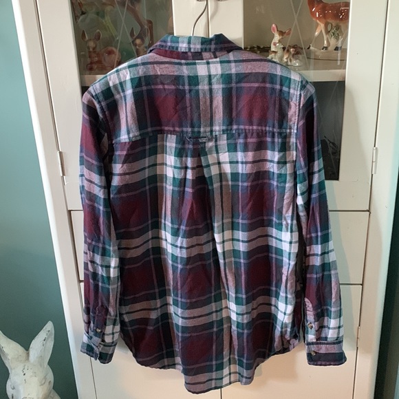 American Eagle sz S boyfriend got button down plaid shirt - Picture 3 of 4